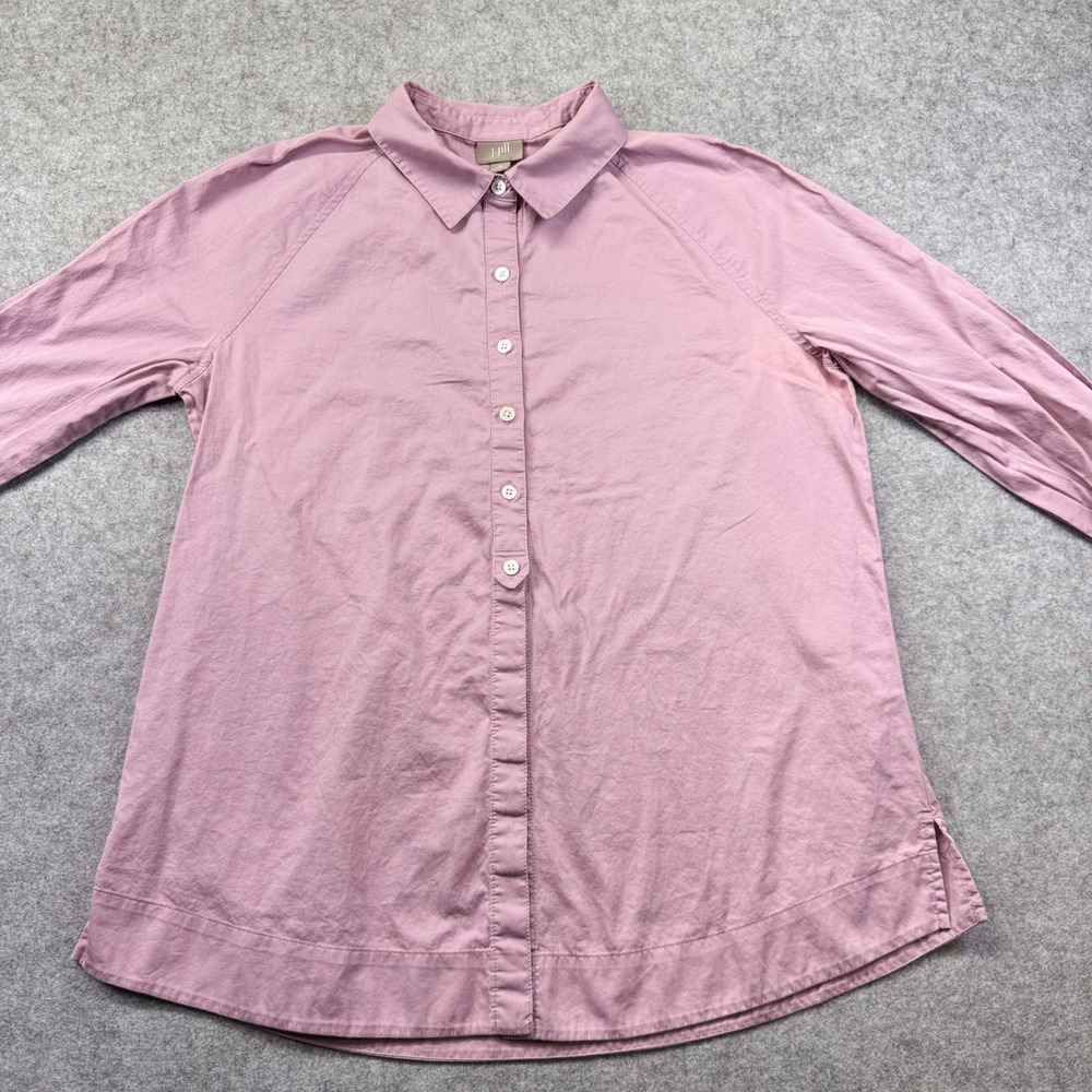 J. Jill Button Down Shirt Women M Mauve Good Cotton Raglan Long Sleeve Blouse